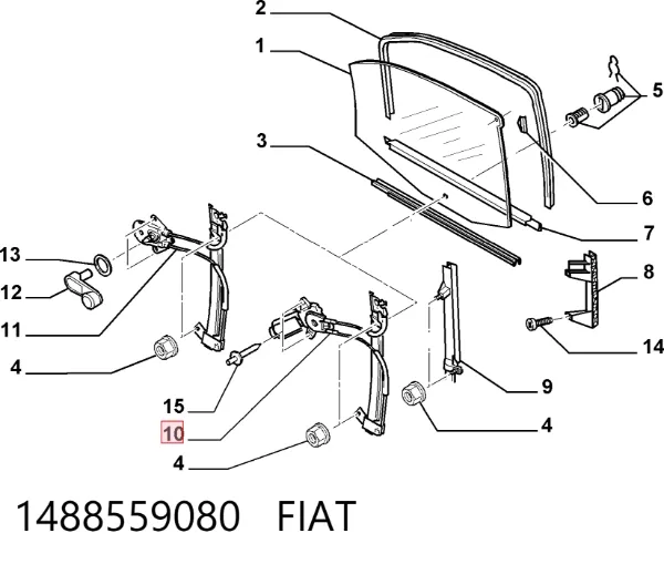 Mecanismo de elevalunas delantero derecha 1488559080 Fiat/Alfa/Lancia