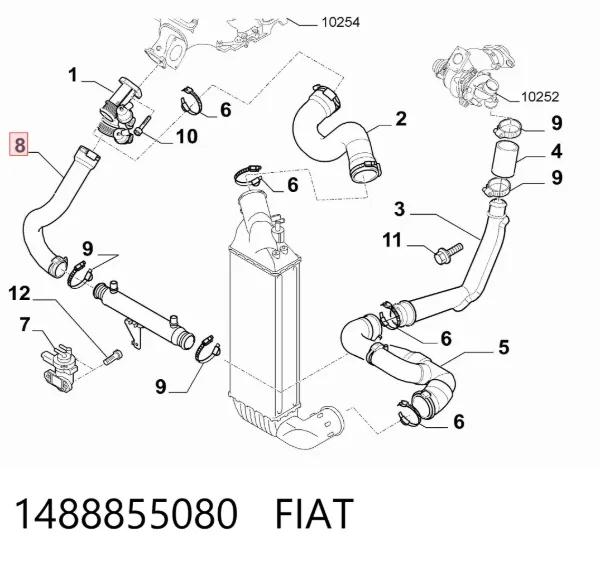 Tubo intercooler 1488855080 Fiat/Alfa/Lancia
