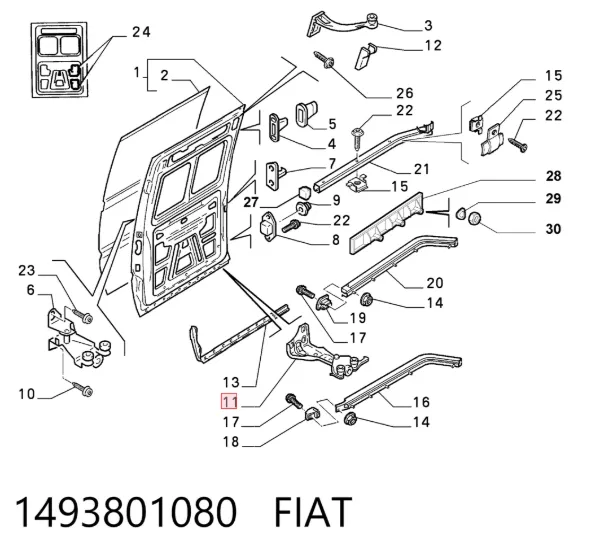 Rodillo inferior derecho de puerta corrediza 1493801080 Fiat/Alfa/Lancia