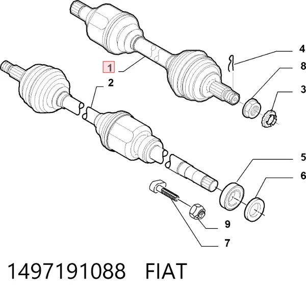 Semieje delantero izquierdo 1497191088 Fiat/Alfa/Lancia