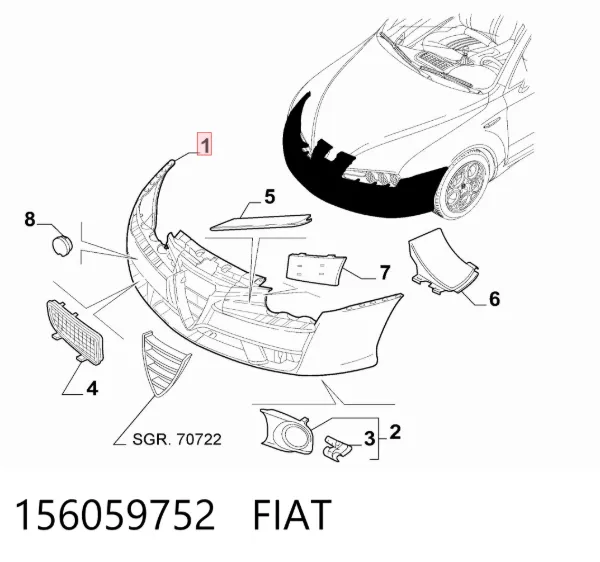 Paragolpes 156059752 Fiat/Alfa/Lancia