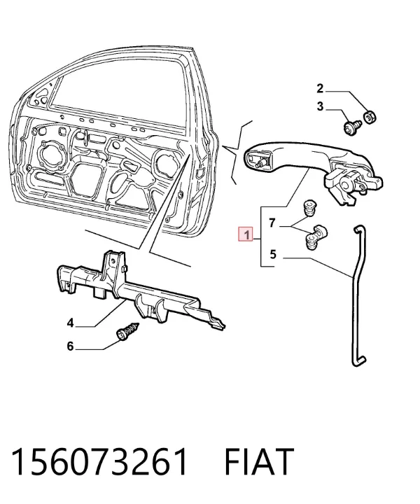 Manija exterior izquierda de puerta delantera 156073261 Fiat/Alfa/Lancia