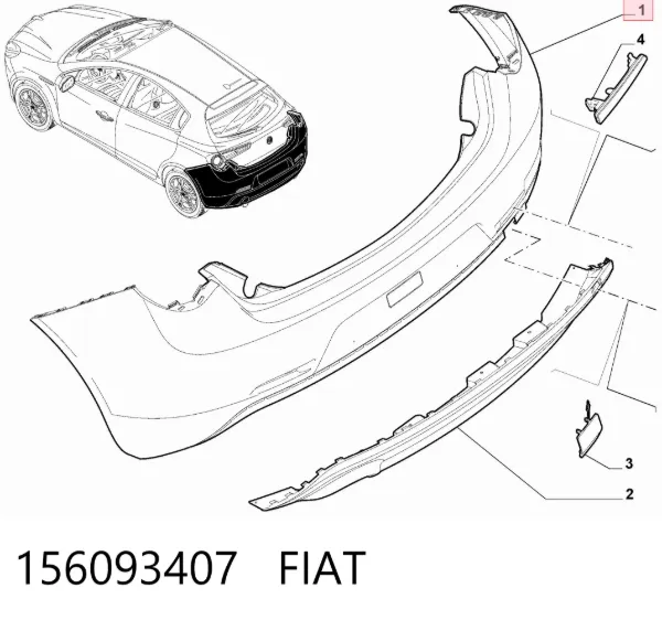 Parachoques trasero 156093407 Fiat/Alfa/Lancia