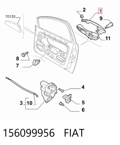Manija exterior derecha de puerta delantera FIAT 156099956