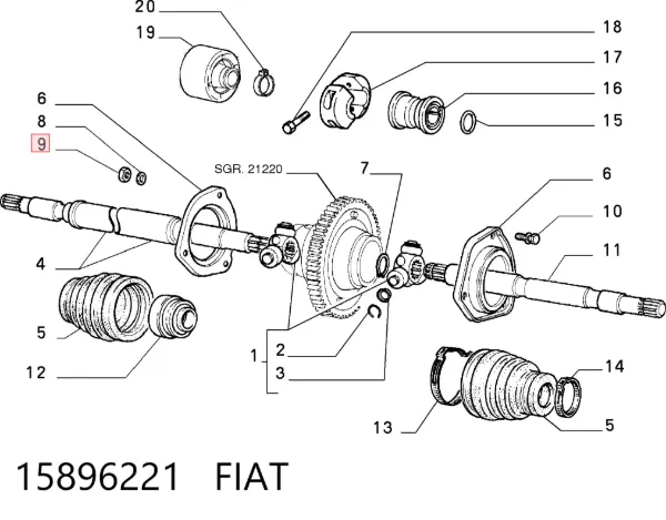 Tuerca del colector de escape 15896221 Fiat/Alfa/Lancia