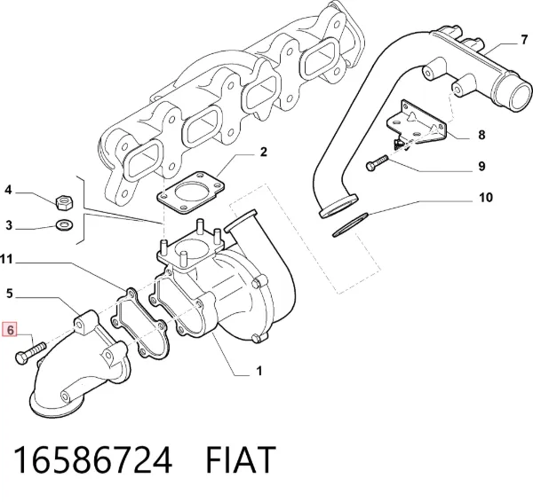 Perno del sistema de escape (silenciador) 16674034 Iveco