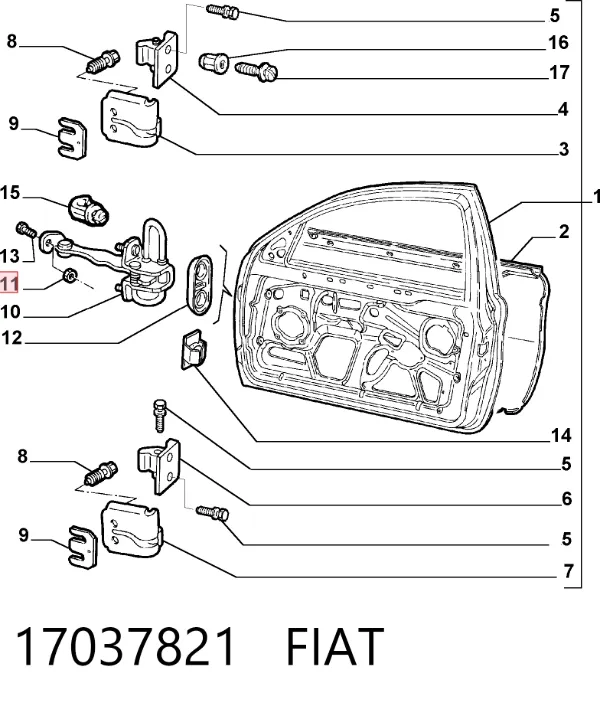 Tuerca del colector de escape 17037821 Fiat/Alfa/Lancia