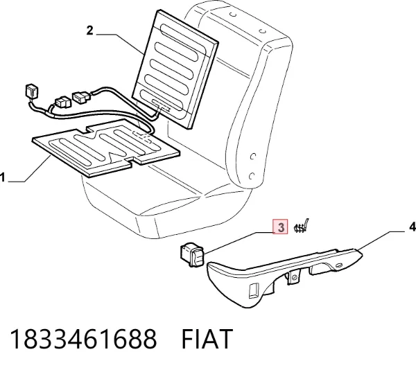 Botón de encendido de calefacción del asiento 1833461688 Fiat/Alfa/Lancia
