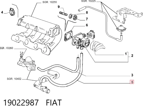 Tubo de ventilación del cárter 19022987 Fiat/Alfa/Lancia