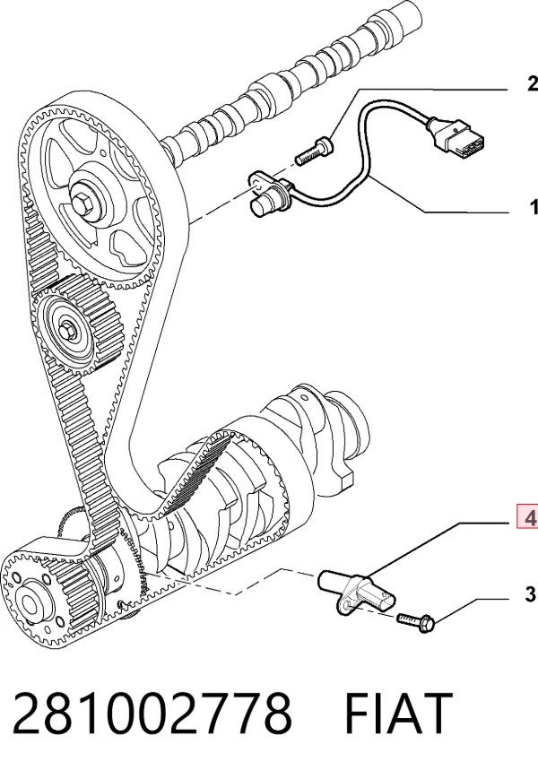 Sensor de cigüeñal 281002778 Fiat/Alfa/Lancia