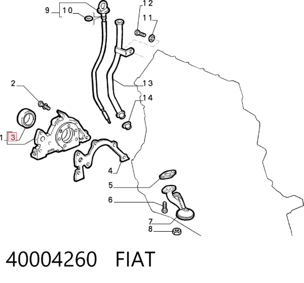 Retén de cigüeñal frontal 40004260 Fiat/Alfa/Lancia