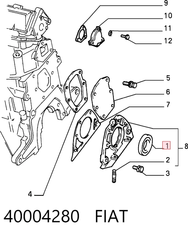 Retén de cigüeñal 40004280 Fiat/Alfa/Lancia