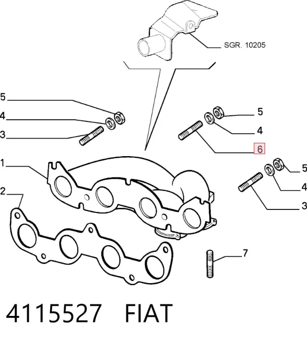 Espárrago del colector de escape 4115527 Fiat/Alfa/Lancia