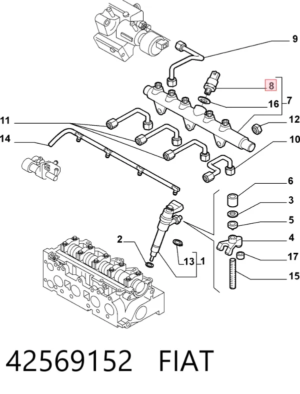 Sensor de presión de combustible 42569152 Fiat/Alfa/Lancia