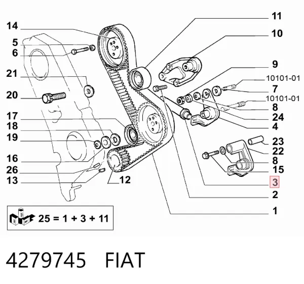 Tensor, correa de distribucion 4279745 Fiat/Alfa/Lancia