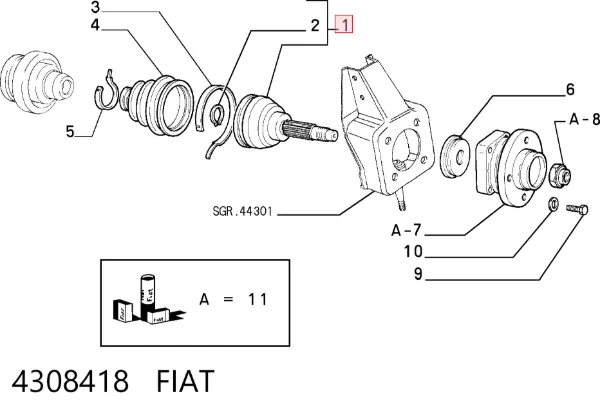 Junta homocinetica 4308418 Fiat/Alfa/Lancia