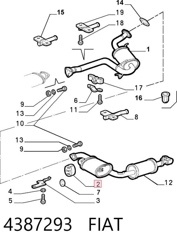 Soporte escape 4387293 Fiat/Alfa/Lancia