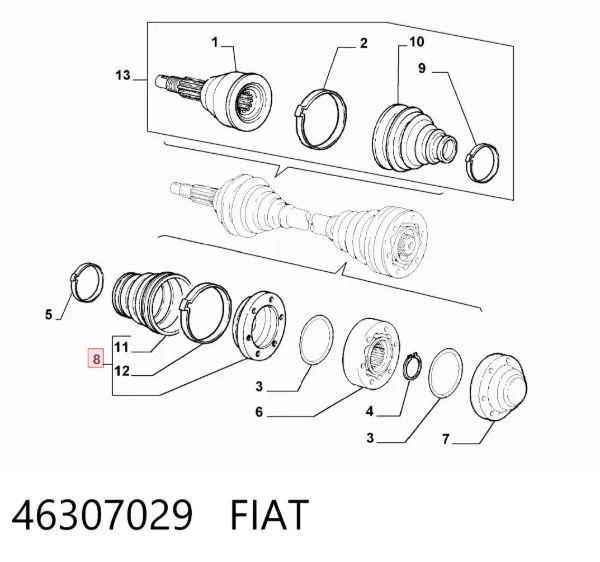 Fuelle de semieje delantero interior 46307029 Fiat/Alfa/Lancia