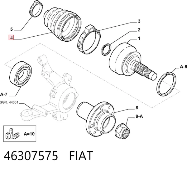 Fuelle de palier delantero exterior 46307575 Fiat/Alfa/Lancia