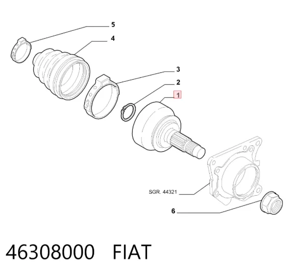 Junta homocinetica 46308000 Fiat/Alfa/Lancia