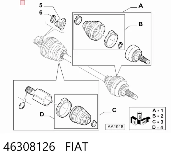Junta trípode interior 46308126 Fiat/Alfa/Lancia