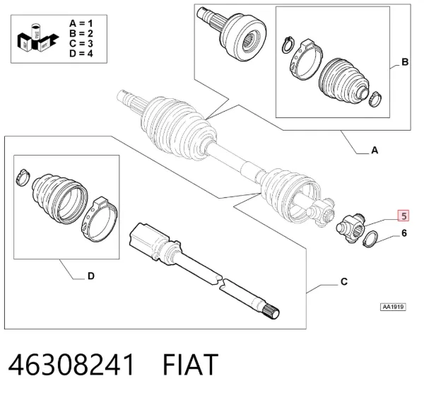 Junta trípode interior 46308241 Fiat/Alfa/Lancia