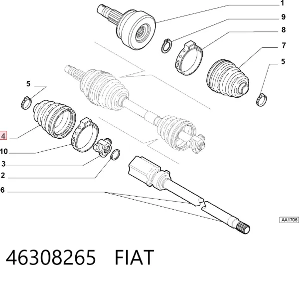Fuelle de semieje delantero interior 46308265 Fiat/Alfa/Lancia