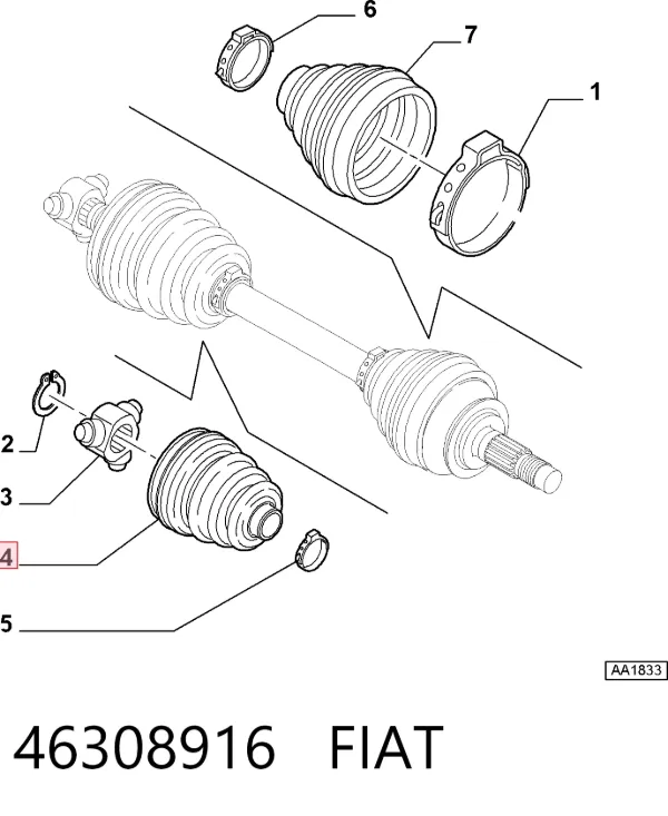 Fuelle de semieje delantero interior 46308916 Fiat/Alfa/Lancia
