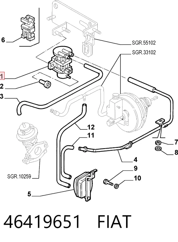 Válvula solenoide de control de presión de sobrealimentación 46419651 Fiat/Alfa/Lancia