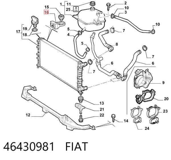 Soporte de montaje del radiador del aire acondicionado 46430981 Fiat/Alfa/Lancia