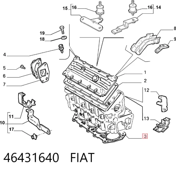 Junta de culata 46431640 Fiat/Alfa/Lancia