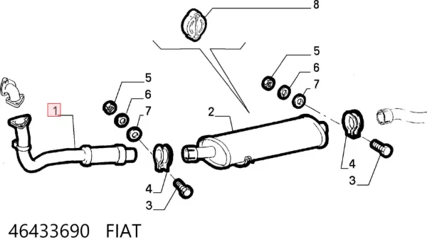 Tubo flexible de escape 46433690 Fiat/Alfa/Lancia