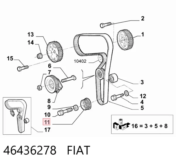 Piñón del cigüeñal 46436278 Fiat/Alfa/Lancia