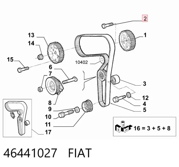 Perno de la polea del cigüeñal 46441027 Fiat/Alfa/Lancia