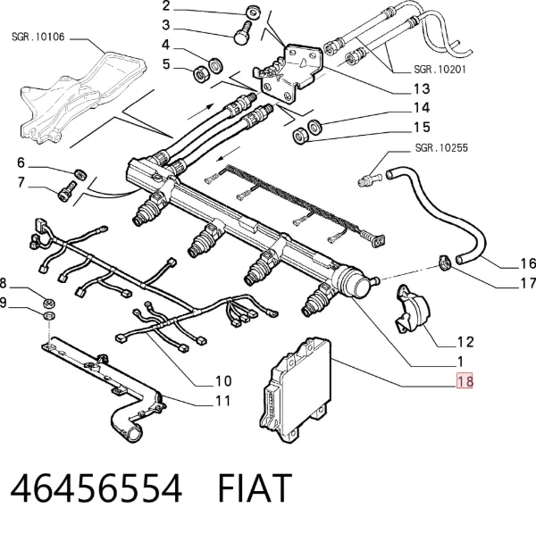Módulo de control de inyección de combustible (ECU) 46456554 Fiat/Alfa/Lancia