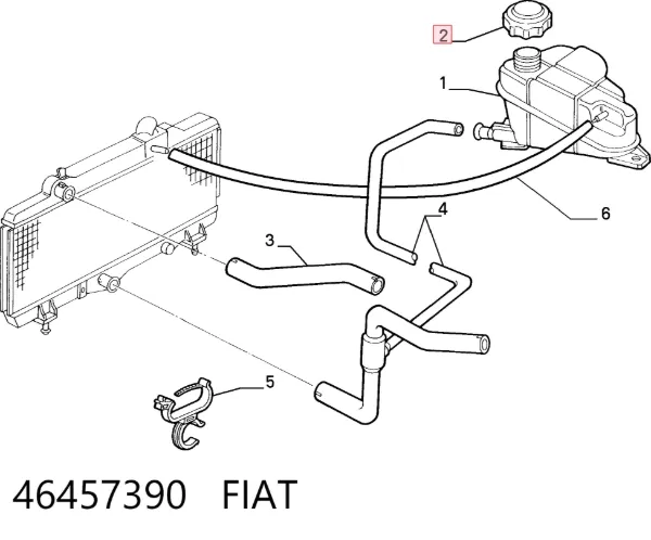 Tapón depósito de refrigerante 46457390 Fiat/Alfa/Lancia