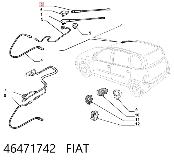 Vástago de antena 46471742 Fiat/Alfa/Lancia
