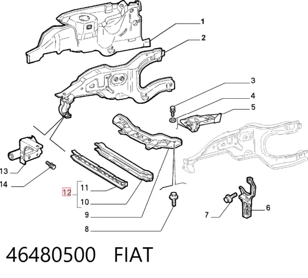 Soporte de radiador Fiat Brava 182