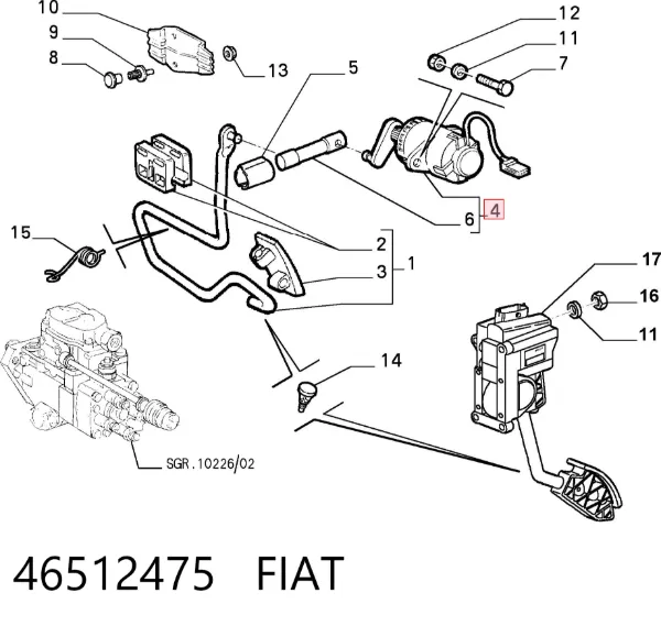 Sensor de posición del pedal del acelerador 46512475 Fiat/Alfa/Lancia
