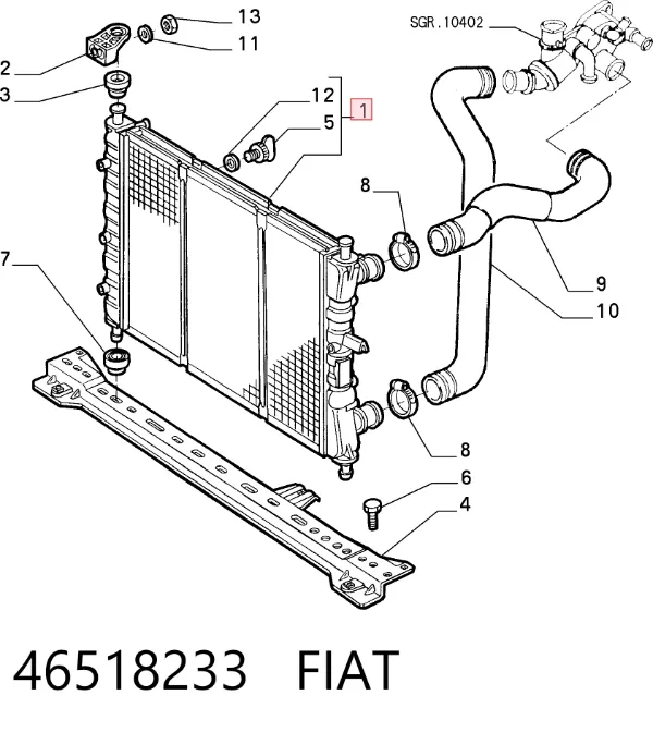 Radiador 46518233 Fiat/Alfa/Lancia