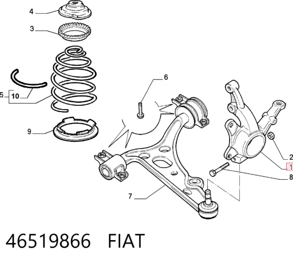 Mangueta delantera izquierda 46519866 Fiat/Alfa/Lancia