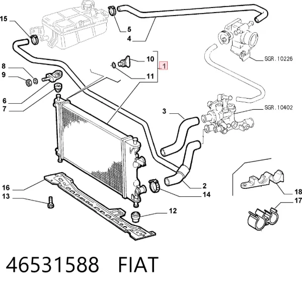 Radiador 46531588 Fiat/Alfa/Lancia