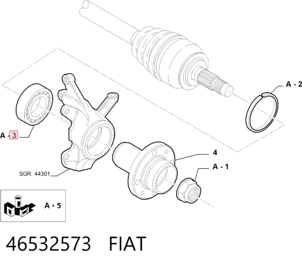 Cojinete de rueda delantero 46532573 Fiat/Alfa/Lancia