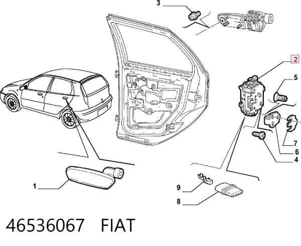 Cerradura de la puerta trasera derecha 46536067 Fiat/Alfa/Lancia