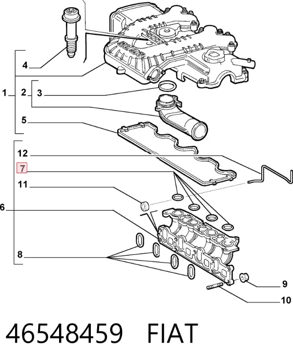 Junta superior del colector de admisión 46548459 Fiat/Alfa/Lancia