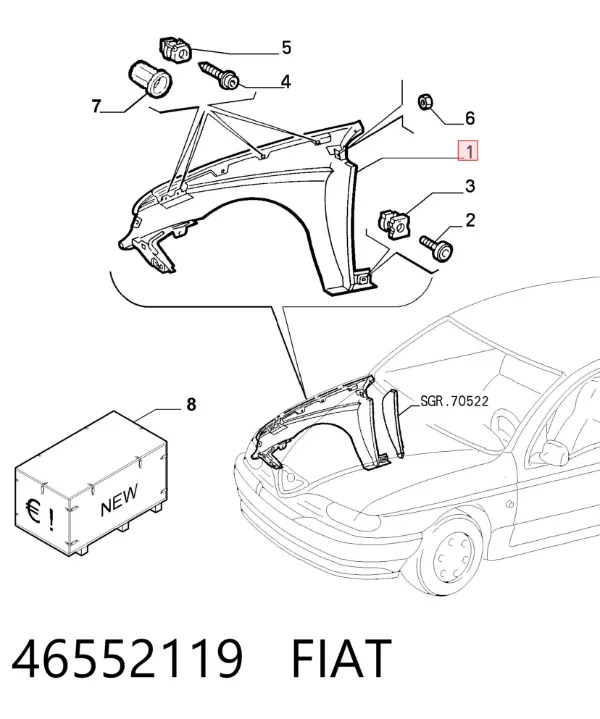 Aleta delantera izquierda 46552119 Fiat/Alfa/Lancia