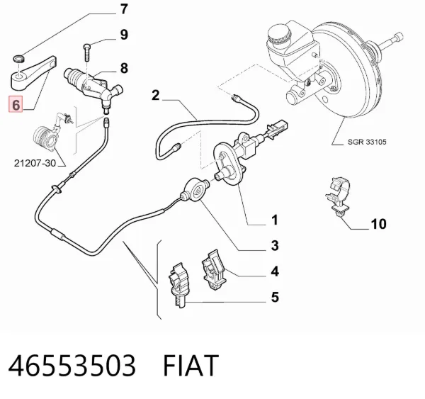 Palanca de la horquilla del embrague 46553503 Fiat/Alfa/Lancia