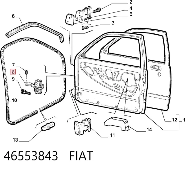 Limitador de apertura de puerta delantera 46553843 Fiat/Alfa/Lancia