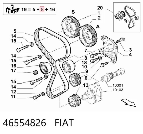 Polea correa distribución 46554826 Fiat/Alfa/Lancia