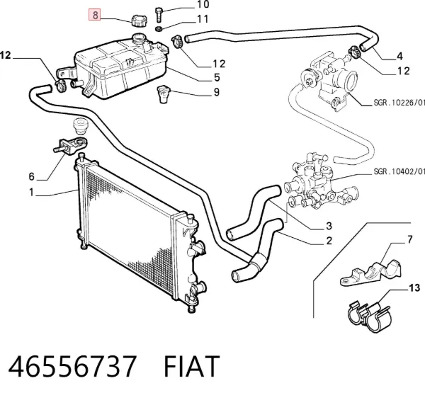 Tapón depósito de refrigerante 46556737 Fiat/Alfa/Lancia
